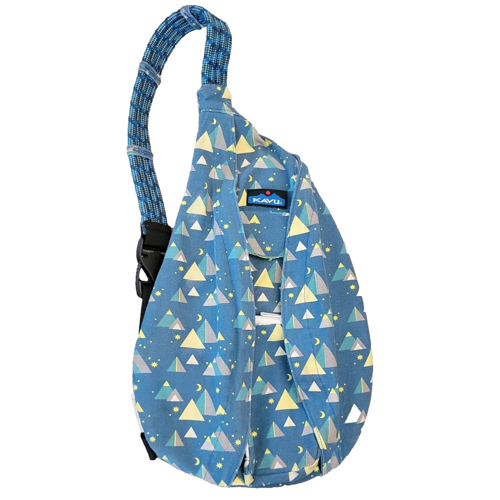 KAVU Rope Bag in Retired "Night Range" Pattern, Backpack, Blue Yellow